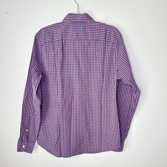 NEW NWT Abercrombie & Fitch Stretch Gingham Pink Blue Button Down Shirt Large - Picture 6 of 9